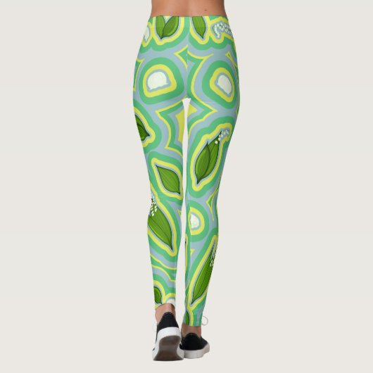 Spring Lily Muster in Sky Blue, Butter Yellow und Leggings (Rückseite)