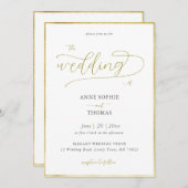 Spring Lily of the Valley Gold Calligrafy Wedding Einladung (Vorne/Hinten)