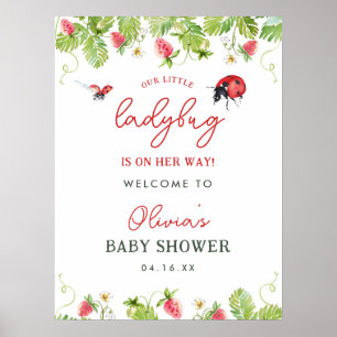 Spring Little Ladybug Girl Baby Dusche Willkommen Poster