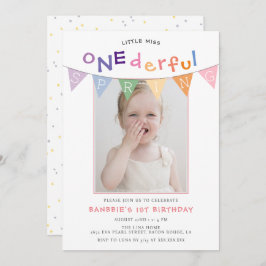 Spring Little Miss Onederful Foto 1. Geburtstag Einladung