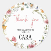 Spring Little Wildblume Geburtstagsparty Runder Aufkleber (Vorderseite)