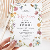 Spring Little Wildblume Girl Babydusche Einladung