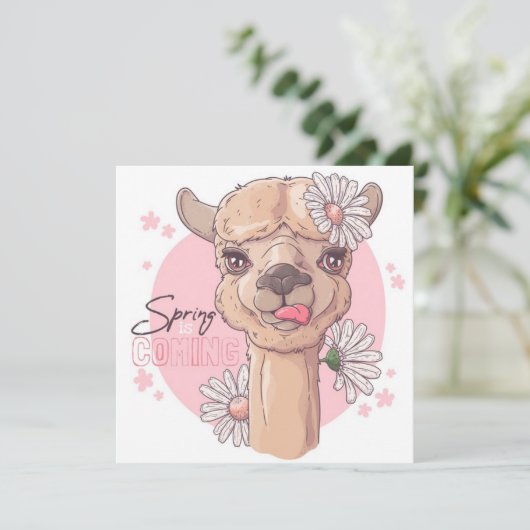 Spring Llama Feiertagskarte (Stehend Vorderseite)