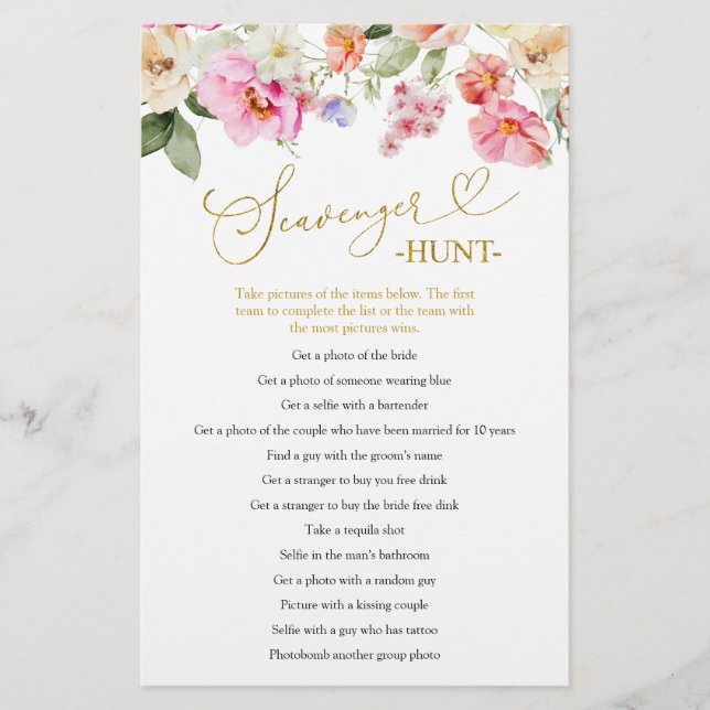 Spring Love in Bloom Scavenger Hunt Games Card (Vorderseite)