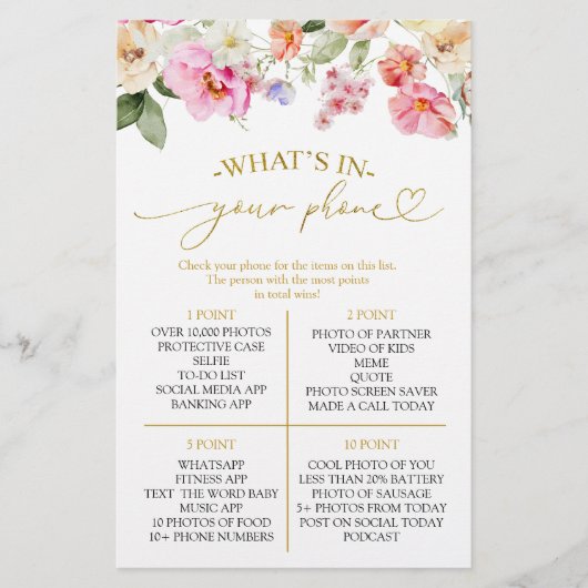 Spring Love In Bloom What's In Your Phone Game (Vorderseite)