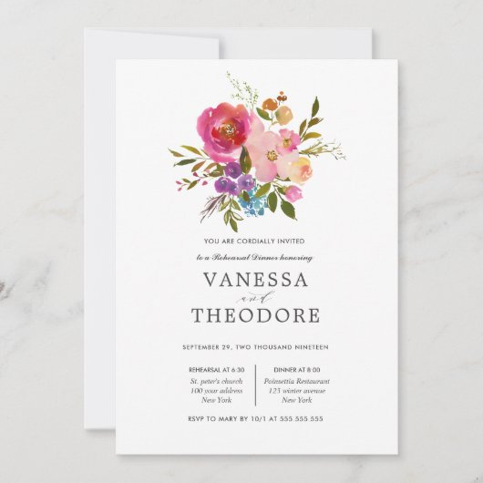 Spring Lush Bouquet Hochzeit Probe Dinner Einladung (Vorderseite)