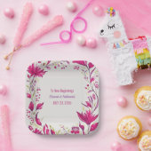 Spring Magenta Garden Hochzeit der Blumen Pappteller (Party)