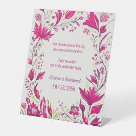 Spring Magenta Garden Hochzeit der Blumen Sockelschild