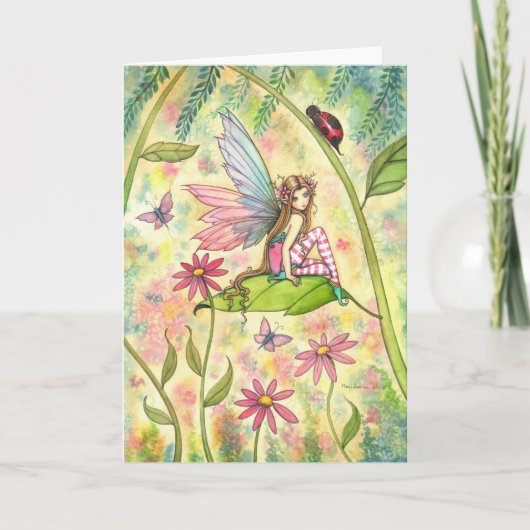 Spring Magic Niedlich Fairy und Ladybug Fantasy Ar Karte (Vorderseite)