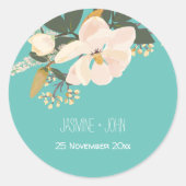 Spring Magnolia Blume Bouquet Runder Aufkleber (Vorderseite)
