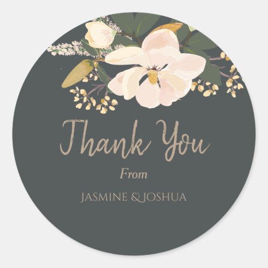 Spring Magnolia Blume Bouquet Runder Aufkleber (Vorderseite)