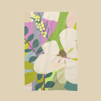 Spring Magnolia Color Blocks Florist  Geschirrtuch