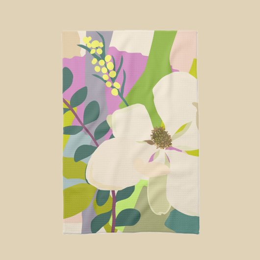 Spring Magnolia Color Blocks Florist  Geschirrtuch