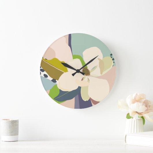 Spring Magnolia Color Blocks Florist Große Wanduhr (Zuhause)
