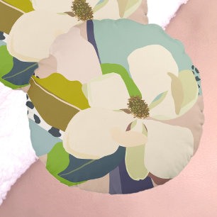 Spring Magnolia Color Blocks Florist Rundes Kissen