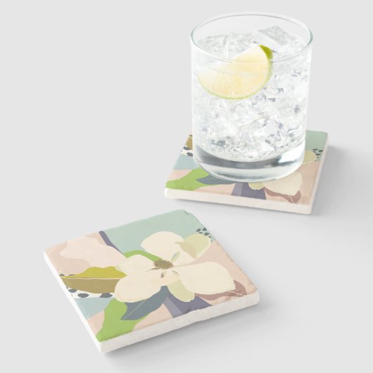 Spring Magnolia Color Blocks Florist Steinuntersetzer (Seitenansicht)