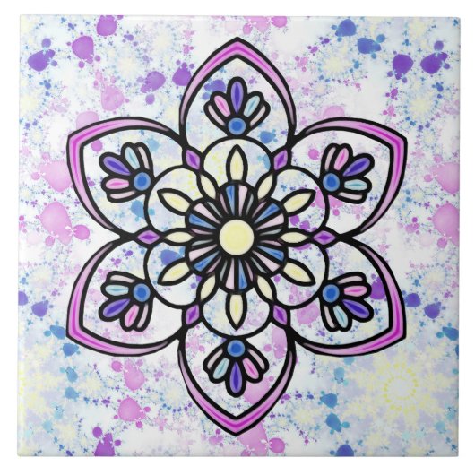 Spring Mandala B Keramik Tile Fliese (Vorderseite)
