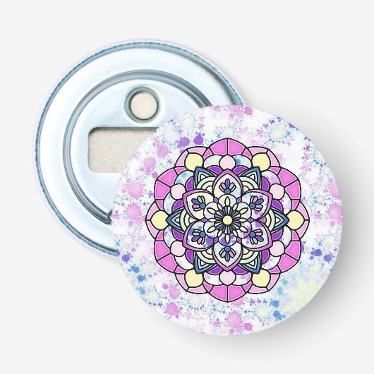 Spring Mandala Button Bottle Opener Flaschenöffner (Vorderseite)