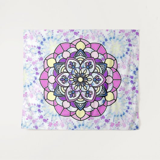 Spring Mandala Tapestry Wandteppich (Vorderseite (Horizontal))