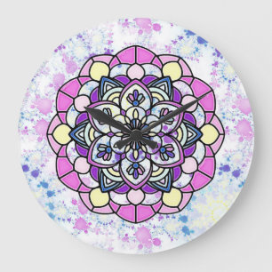 Spring Mandala Wall Clock Große Wanduhr