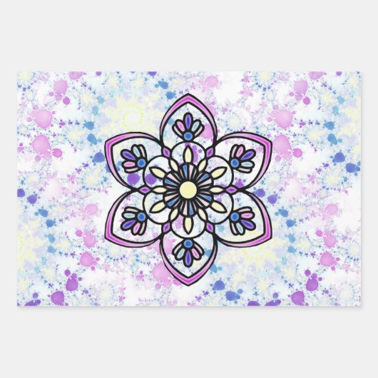 Spring Mandala Wrapping Paper Flat Sheet Set 3 Geschenkpapier Set (Vorderseite 3)