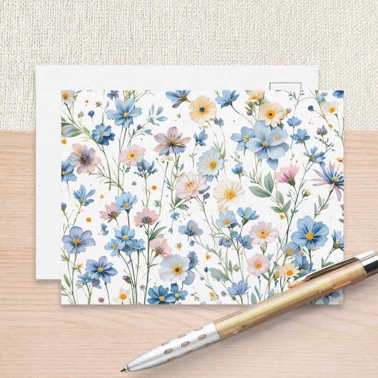 Spring Meadow Blue Wildflower Botanical Garden Postkarte