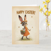 Spring Meadow Bunny with Basket Easter Card Karte (Gelbe Blume)