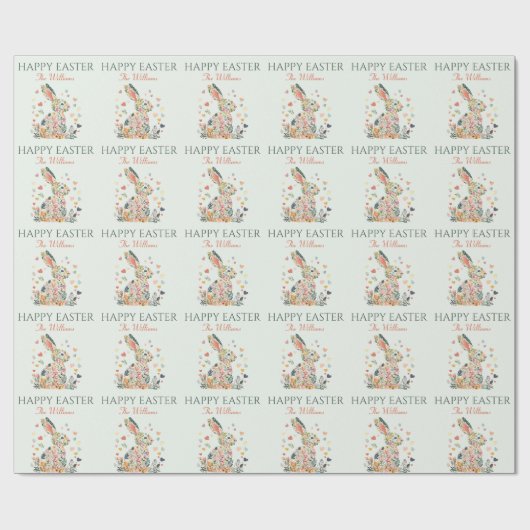 Spring Meadow Bunny Wrapping Paper Geschenkpapier (Flach)