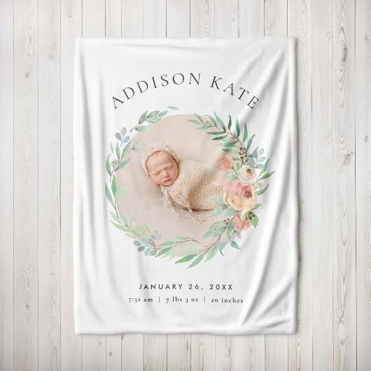 Spring Meadow Floral Baby Foto Geburtsstunde Fleecedecke