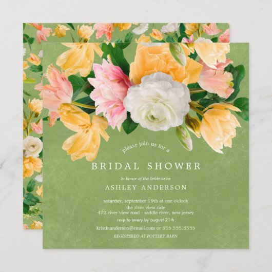 Spring Meadow Floral Bridal Dusche Einladung (Vorne/Hinten)