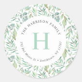 Spring Meadow Monogram-Rücksendeadresse Runder Aufkleber (Vorderseite)