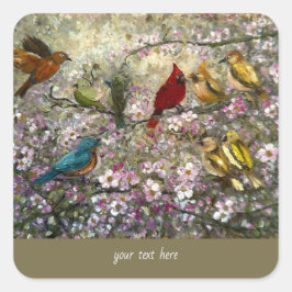Spring Meet: Colorful Songbirds Bird Lovers Gifts Quadratischer Aufkleber