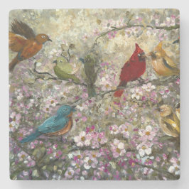 Spring Meet: Colorful Songbirds Bird Lovers Gifts Steinuntersetzer