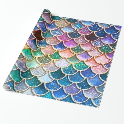 Spring Mermaid Glitzer Scales - Mermaidscales Geschenkpapier (Ungerollt)