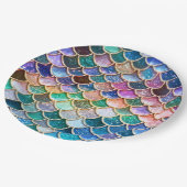 Spring Mermaid Glitzer Scales - Mermaidscales Pappteller (Schrägansicht)