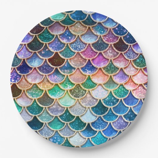 Spring Mermaid Glitzer Scales - Mermaidscales Pappteller (Vorderseite)