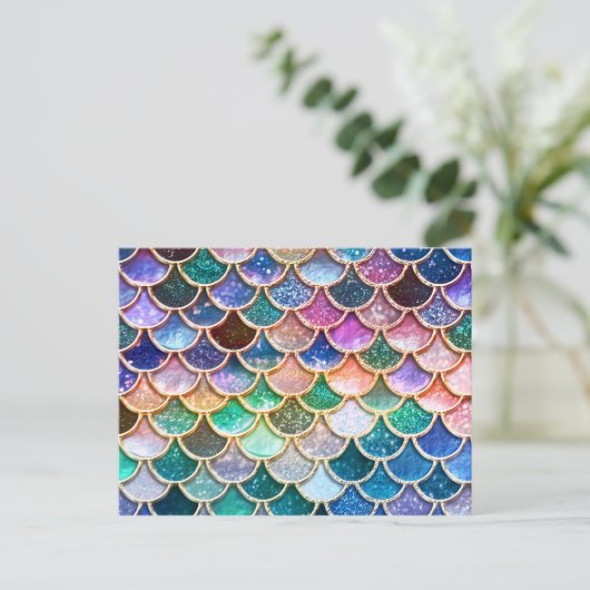 Spring Mermaid Glitzer Scales - Mermaidscales Postkarte (Stehend Vorderseite)