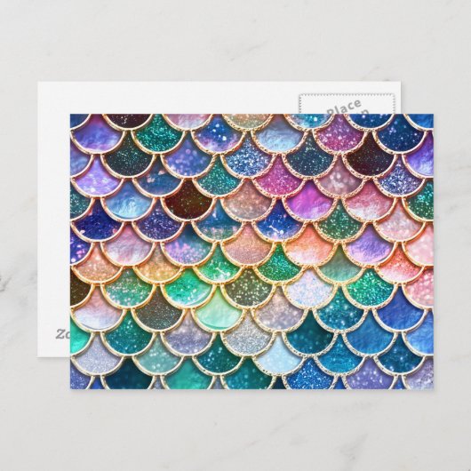Spring Mermaid Glitzer Scales - Mermaidscales Postkarte (Vorne/Hinten)