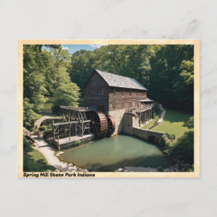 Spring Mill Staat Park Indiana Vintage Reisen Postkarte