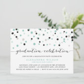 Spring Mint Confetti Dots Abschluss Einladung (Stehend Vorderseite)