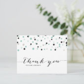 Spring Mint Confetti Dots Danke Postcard Postkarte (Stehend Vorderseite)