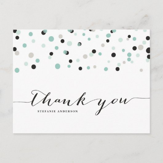 Spring Mint Confetti Dots Danke Postcard Postkarte (Vorderseite)