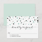 Spring Mint Confetti Dots Wedding RSVP Card Karte (Vorne/Hinten)