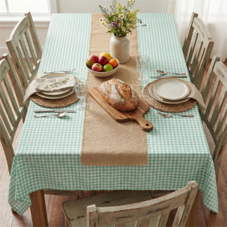 Spring Mint Green Gingham Plaid  Tischdecke