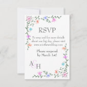 Spring Mix Rosa, Lila, Peach Rose Hochzeit RSVP Karte (Vorderseite)