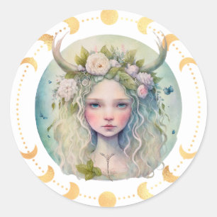 Spring Moon Phase Runder Aufkleber