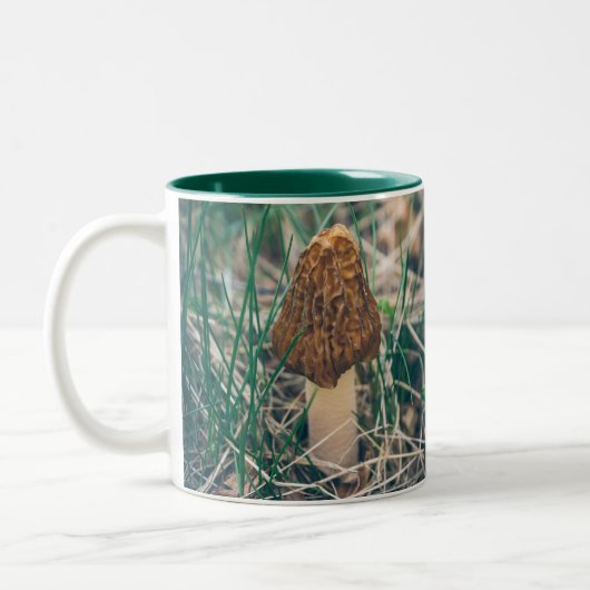 Spring Morel Mushroom Zweifarbige Tasse (Links)