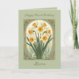 Spring Motif Daffodil March Birthflower Karte