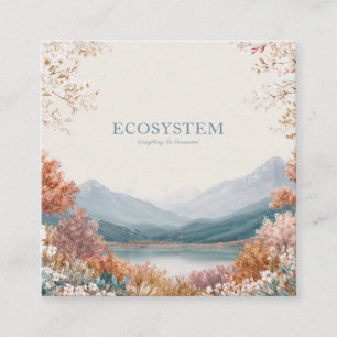 Spring Mountain Goldrahmen Blumenlandschaft Quadratische Visitenkarte