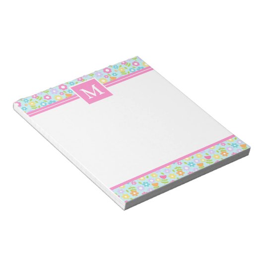 Spring Multi Color Blume Monogram Notepad Notizblock (angewinkelt)